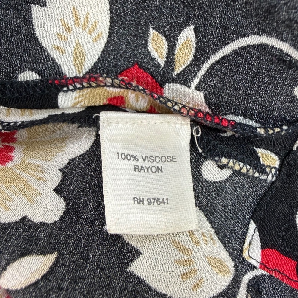 J Jill Black Floral 3/4 Sleeve Pullover Blouse Size Small Career Boho Workwear - Picture 4 of 9